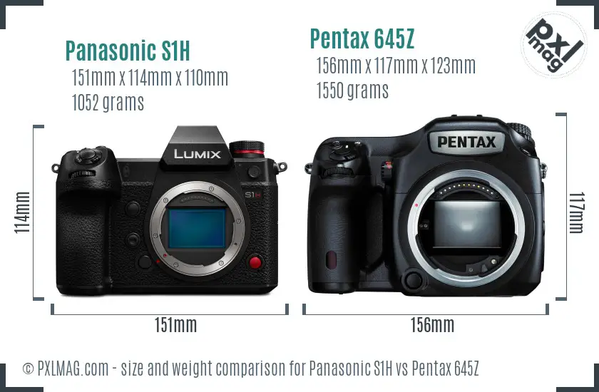 Panasonic S1H vs Pentax 645Z size comparison
