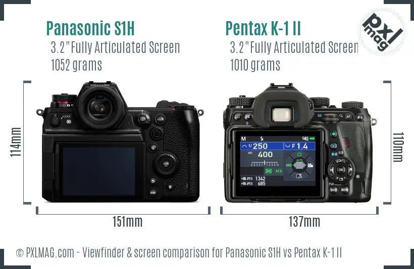 Panasonic S1H vs Pentax K-1 II Screen and Viewfinder comparison