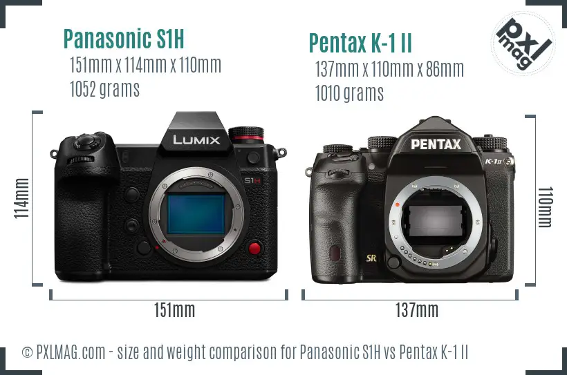 Panasonic S1H vs Pentax K-1 II size comparison