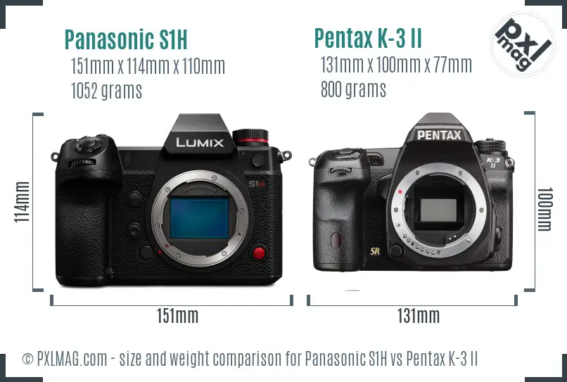 Panasonic S1H vs Pentax K-3 II size comparison