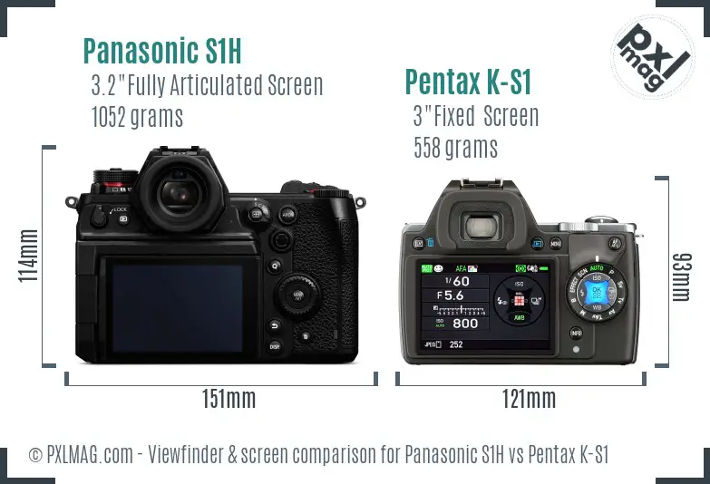 Panasonic S1H vs Pentax K-S1 Screen and Viewfinder comparison