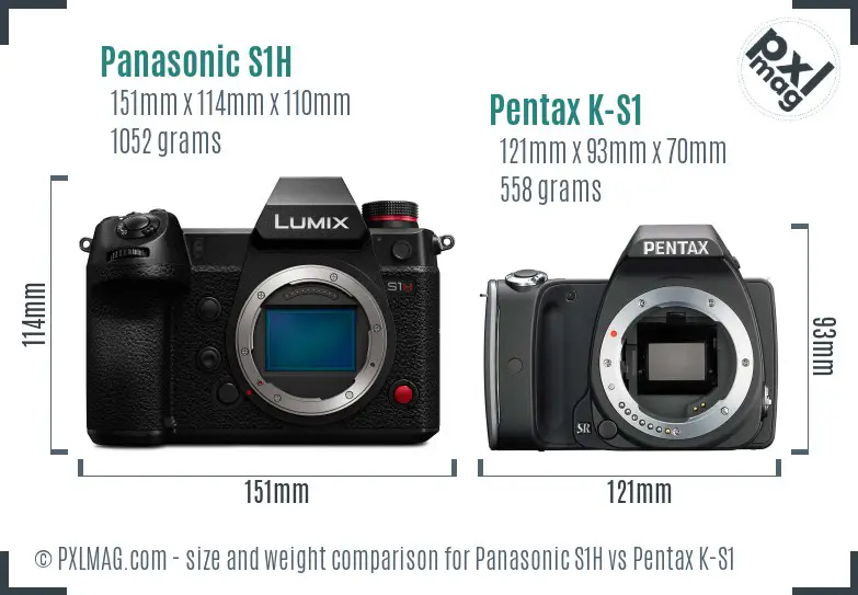 Panasonic S1H vs Pentax K-S1 size comparison