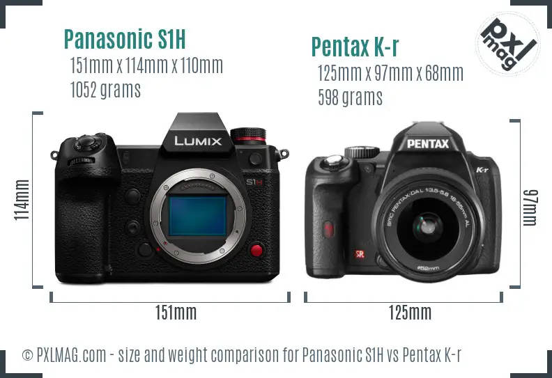 Panasonic S1H vs Pentax K-r size comparison