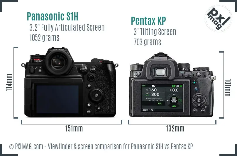 Panasonic S1H vs Pentax KP Screen and Viewfinder comparison