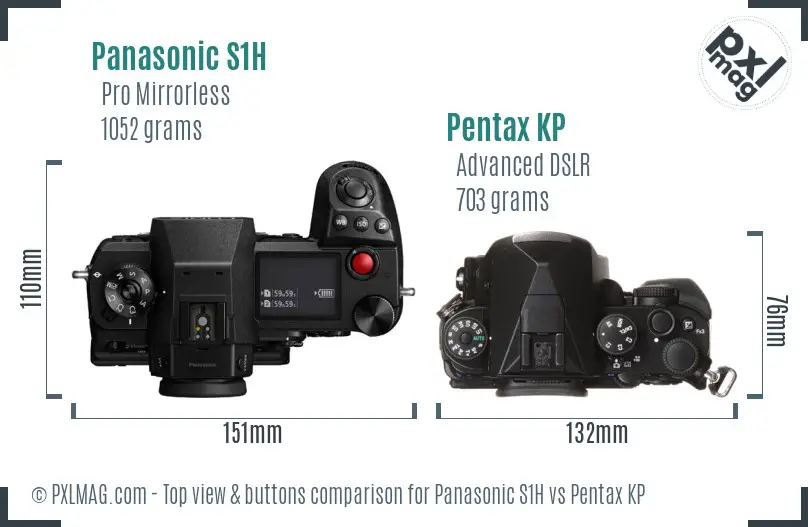 Panasonic S1H vs Pentax KP top view buttons comparison