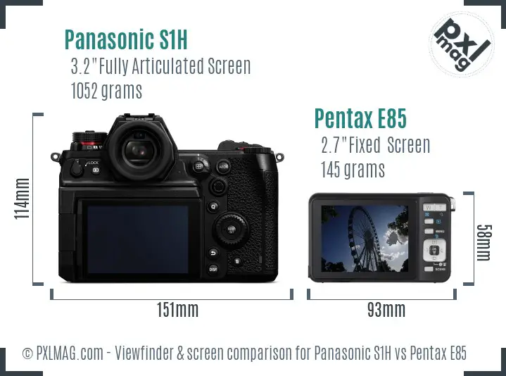 Panasonic S1H vs Pentax E85 Screen and Viewfinder comparison