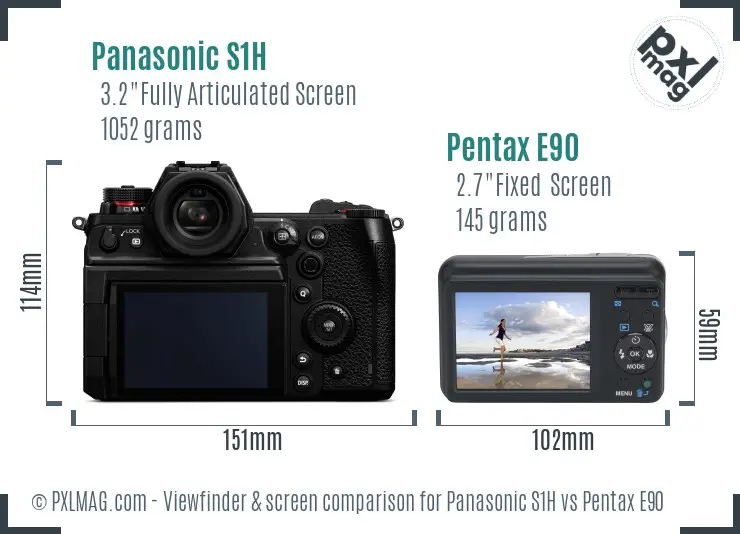 Panasonic S1H vs Pentax E90 Screen and Viewfinder comparison