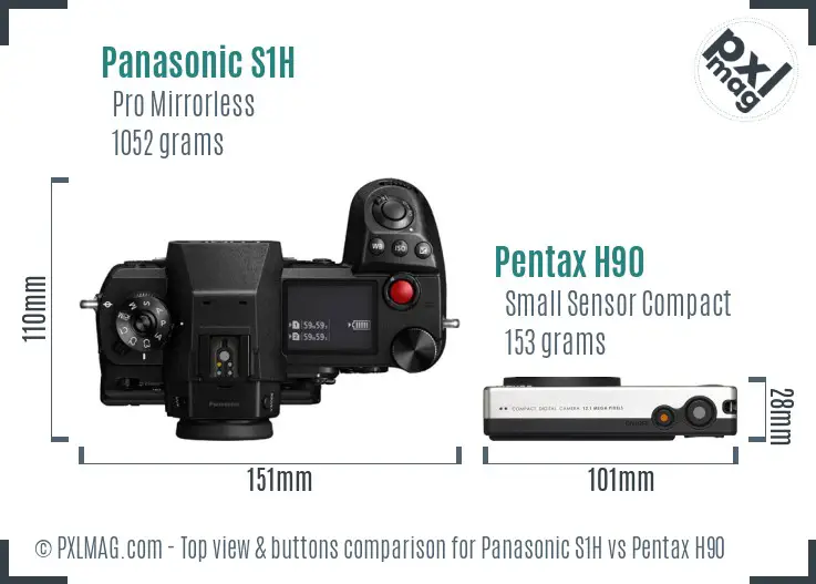 Panasonic S1H vs Pentax H90 top view buttons comparison