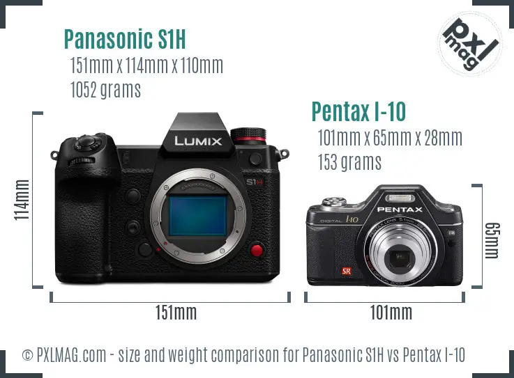 Panasonic S1H vs Pentax I-10 size comparison