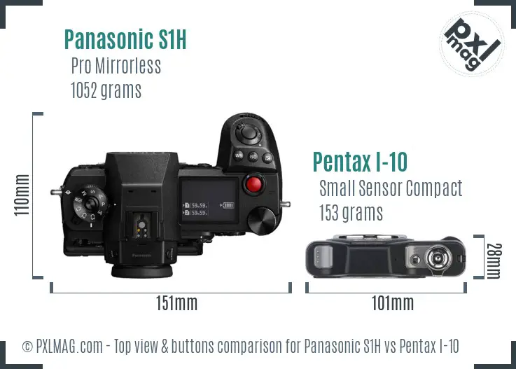 Panasonic S1H vs Pentax I-10 top view buttons comparison
