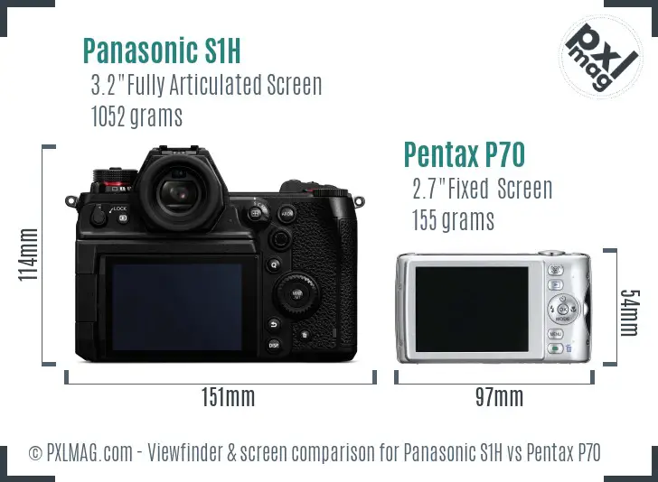 Panasonic S1H vs Pentax P70 Screen and Viewfinder comparison