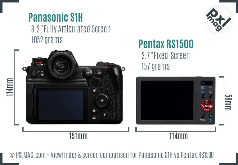 Panasonic S1H vs Pentax RS1500 Screen and Viewfinder comparison