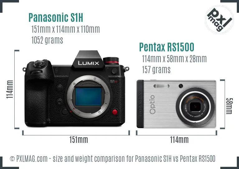 Panasonic S1H vs Pentax RS1500 size comparison