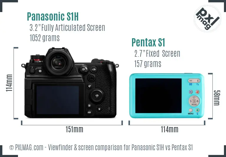 Panasonic S1H vs Pentax S1 Screen and Viewfinder comparison