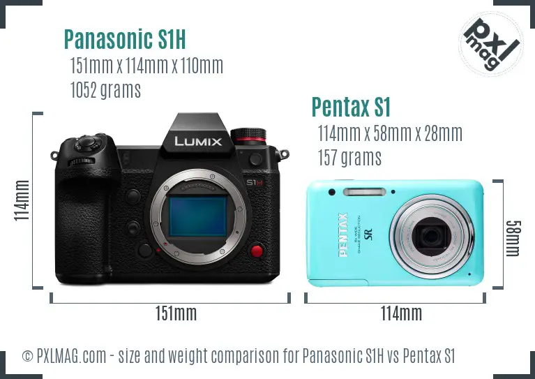 Panasonic S1H vs Pentax S1 size comparison
