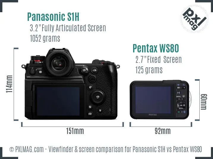 Panasonic S1H vs Pentax WS80 Screen and Viewfinder comparison