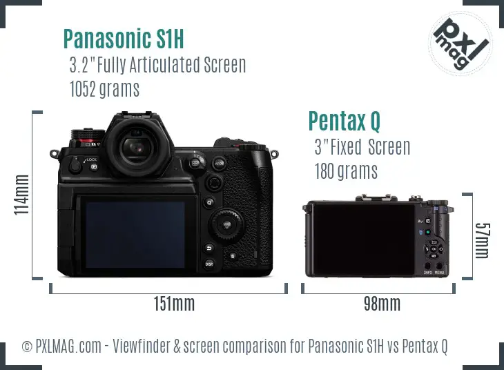 Panasonic S1H vs Pentax Q Screen and Viewfinder comparison