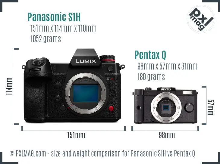 Panasonic S1H vs Pentax Q size comparison