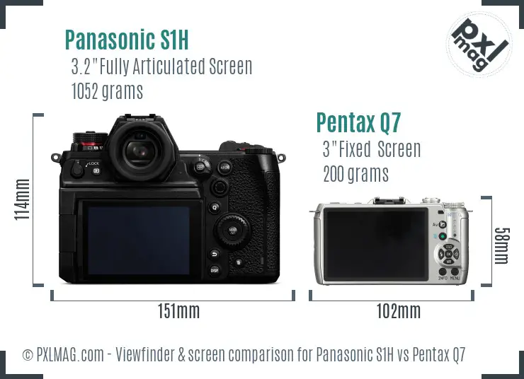 Panasonic S1H vs Pentax Q7 Screen and Viewfinder comparison