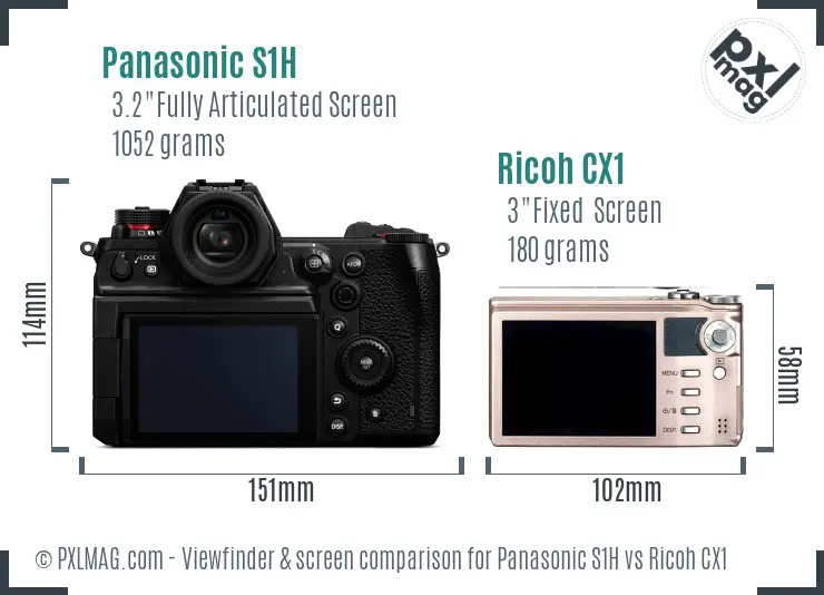 Panasonic S1H vs Ricoh CX1 Screen and Viewfinder comparison Panasonic S1H vs Ricoh CX1 Screen and Viewfinder comparison