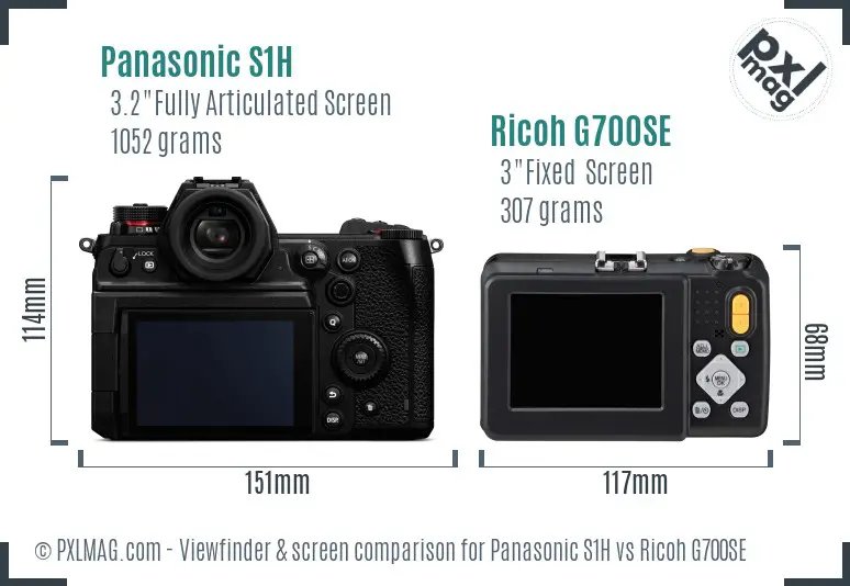 Panasonic S1H vs Ricoh G700SE Screen and Viewfinder comparison