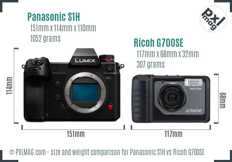 Panasonic S1H vs Ricoh G700SE size comparison