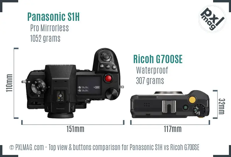 Panasonic S1H vs Ricoh G700SE top view buttons comparison