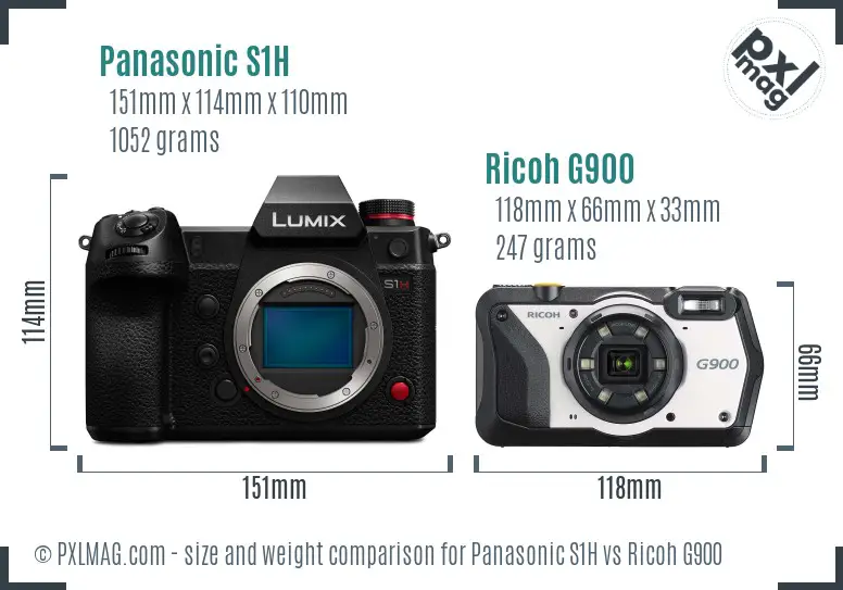 Panasonic S1H vs Ricoh G900 size comparison