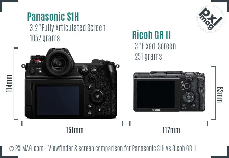 Panasonic S1H vs Ricoh GR II Screen and Viewfinder comparison