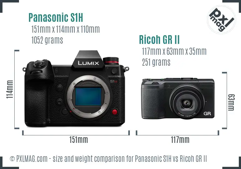 Panasonic S1H vs Ricoh GR II size comparison