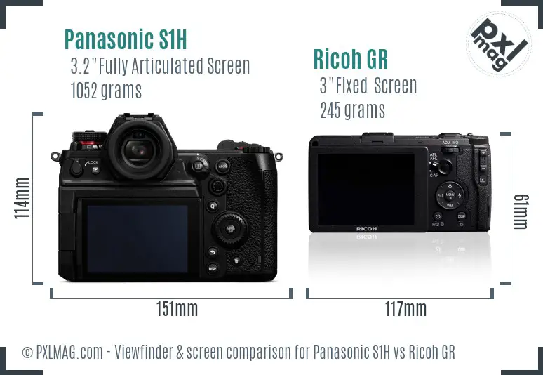 Panasonic S1H vs Ricoh GR Screen and Viewfinder comparison