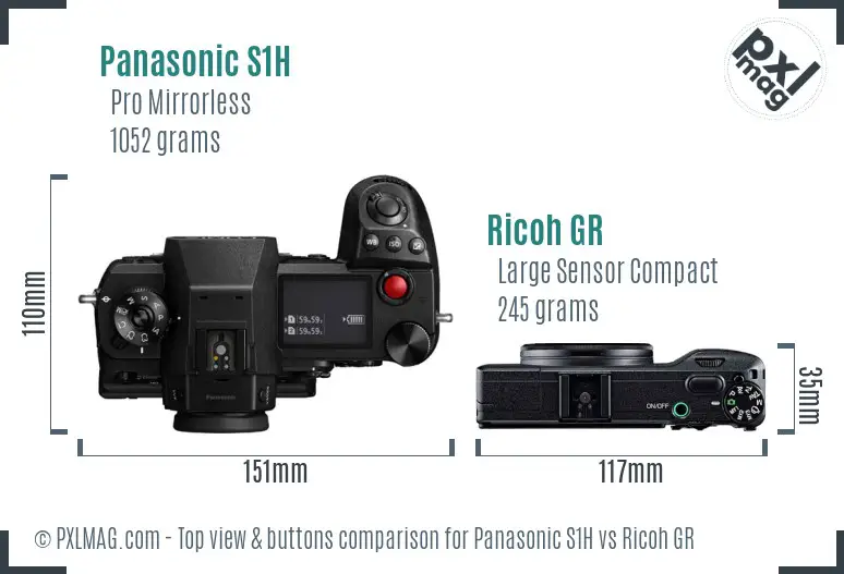 Panasonic S1H vs Ricoh GR top view buttons comparison