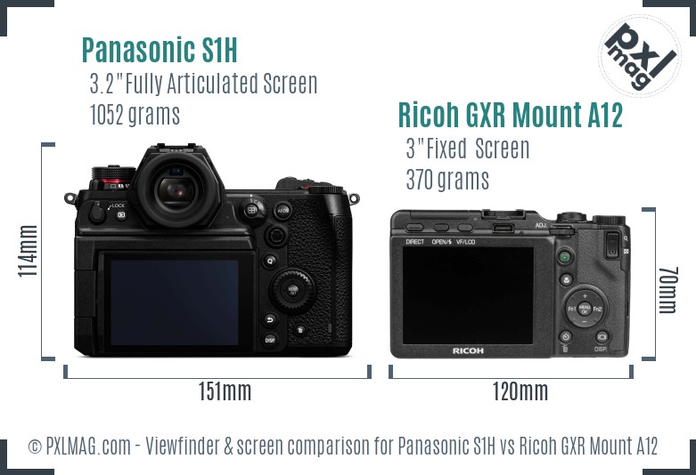 Panasonic S1H vs Ricoh GXR Mount A12 Screen and Viewfinder comparison