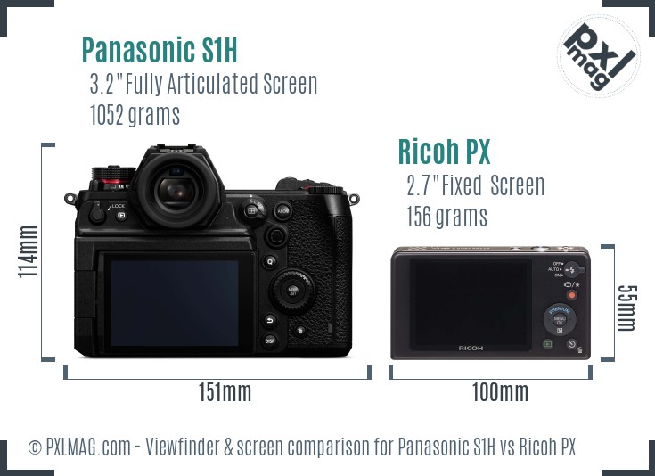 Panasonic S1H vs Ricoh PX Screen and Viewfinder comparison