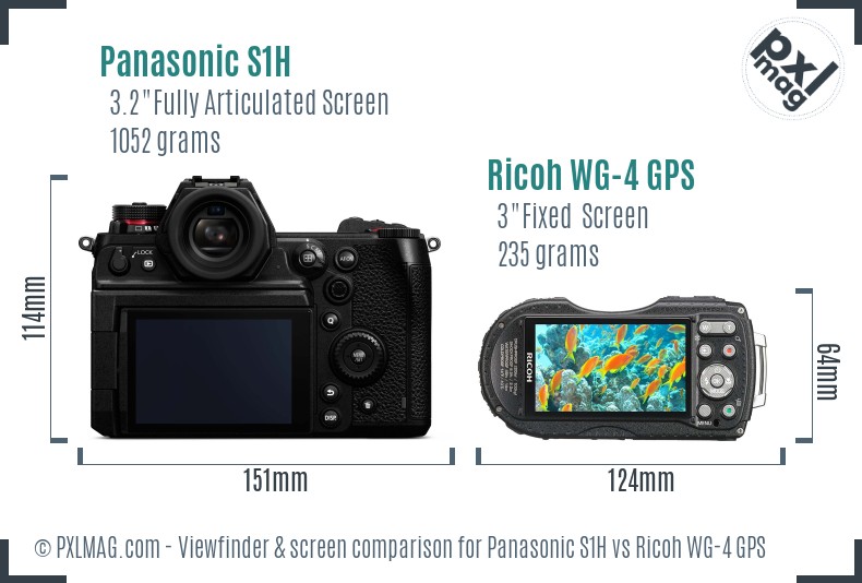 Panasonic S1H vs Ricoh WG-4 GPS Screen and Viewfinder comparison