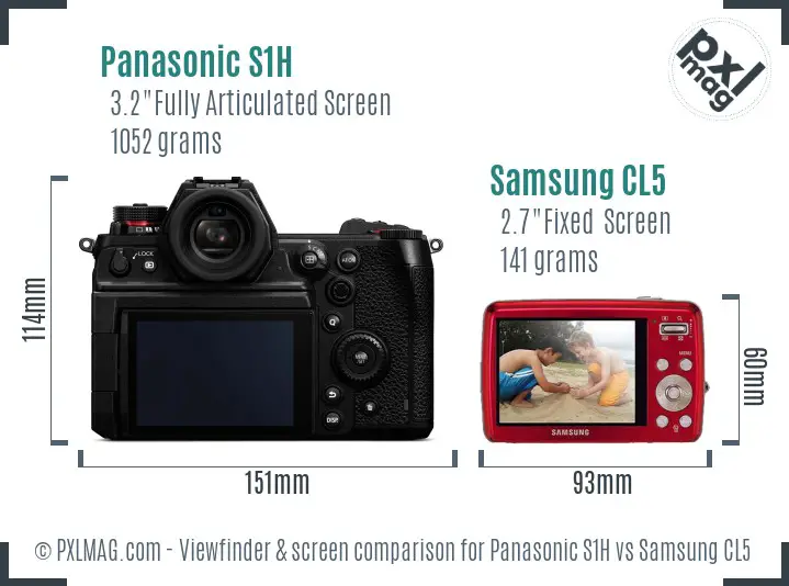 Panasonic S1H vs Samsung CL5 Screen and Viewfinder comparison