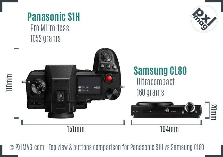 Panasonic S1H vs Samsung CL80 top view buttons comparison Panasonic S1H vs Samsung CL80 top view buttons comparison