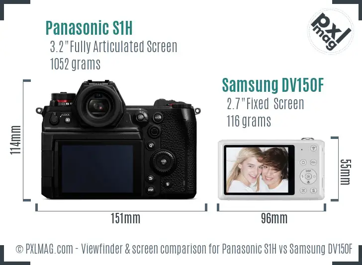 Panasonic S1H vs Samsung DV150F Screen and Viewfinder comparison Panasonic S1H vs Samsung DV150F Screen and Viewfinder comparison