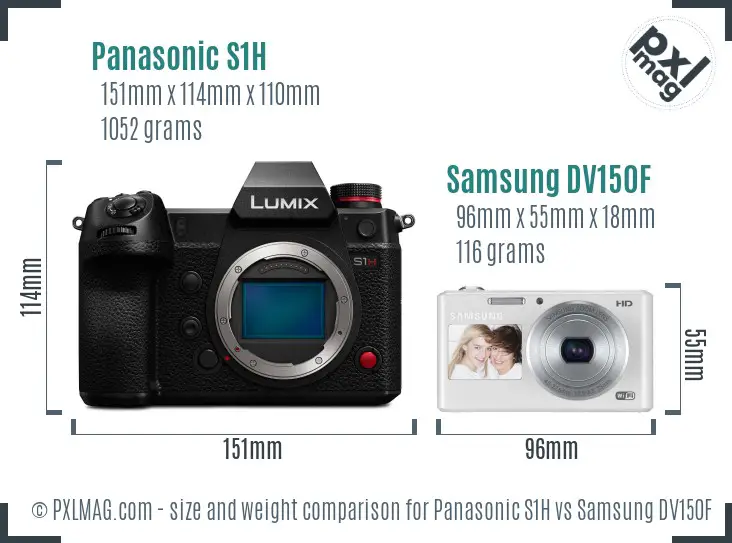 Panasonic S1H vs Samsung DV150F size comparison Panasonic S1H vs Samsung DV150F size comparison