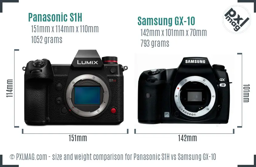 Panasonic S1H vs Samsung GX-10 size comparison Panasonic S1H vs Samsung GX-10 size comparison