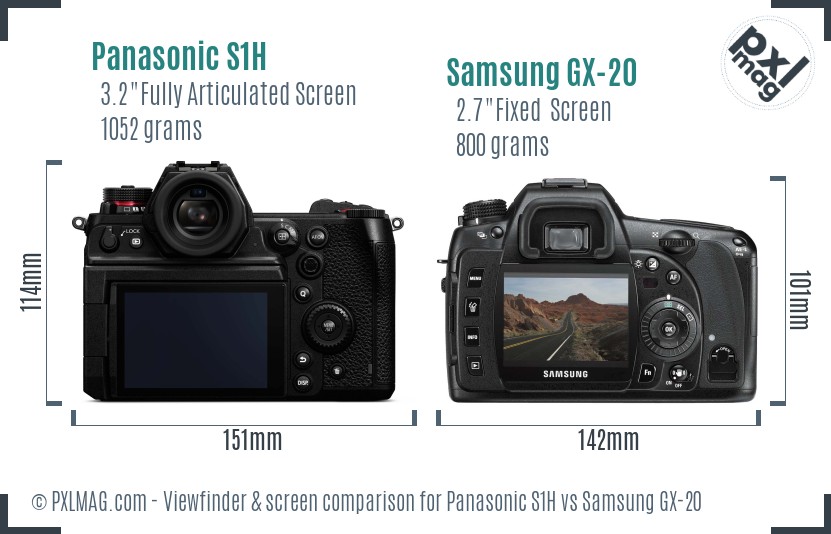 Panasonic S1H vs Samsung GX-20 Screen and Viewfinder comparison