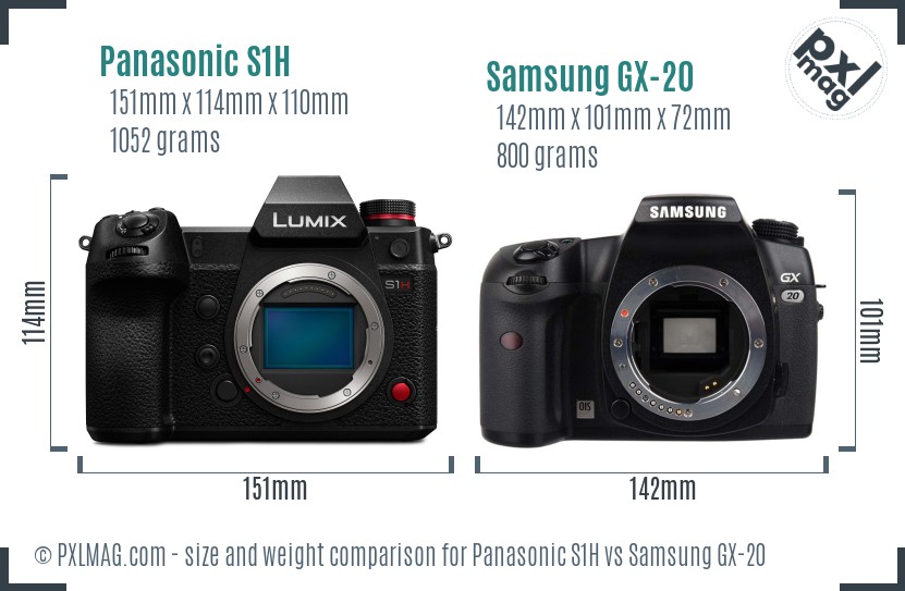 Panasonic S1H vs Samsung GX-20 size comparison