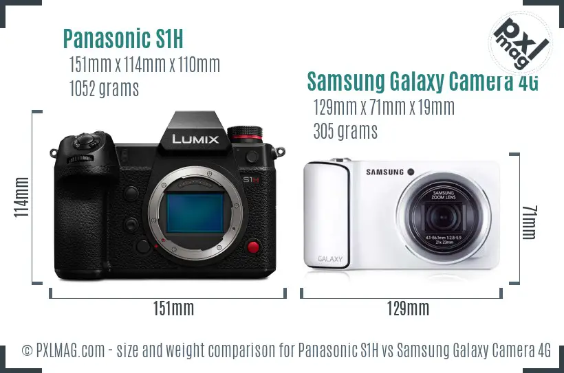 Panasonic S1H vs Samsung Galaxy Camera 4G size comparison