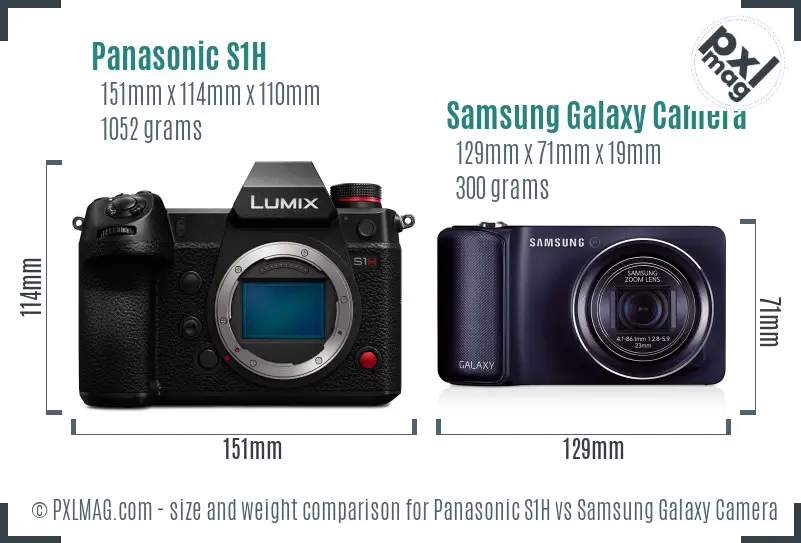 Panasonic S1H vs Samsung Galaxy Camera size comparison