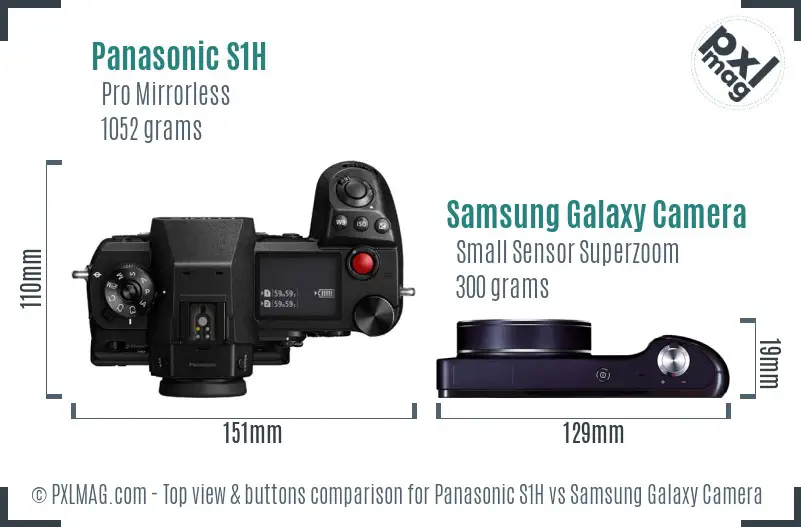 Panasonic S1H vs Samsung Galaxy Camera top view buttons comparison