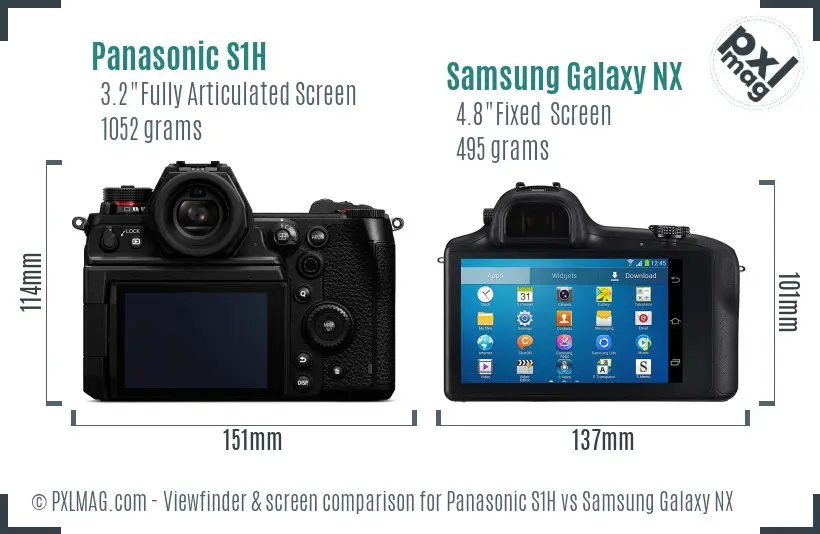 Panasonic S1H vs Samsung Galaxy NX Screen and Viewfinder comparison