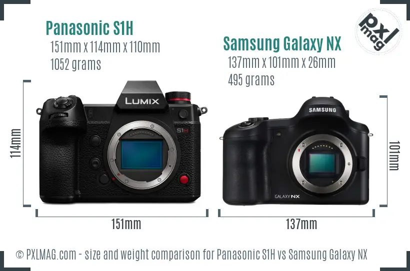 Panasonic S1H vs Samsung Galaxy NX size comparison