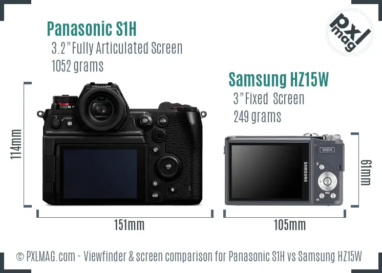 Panasonic S1H vs Samsung HZ15W Screen and Viewfinder comparison
