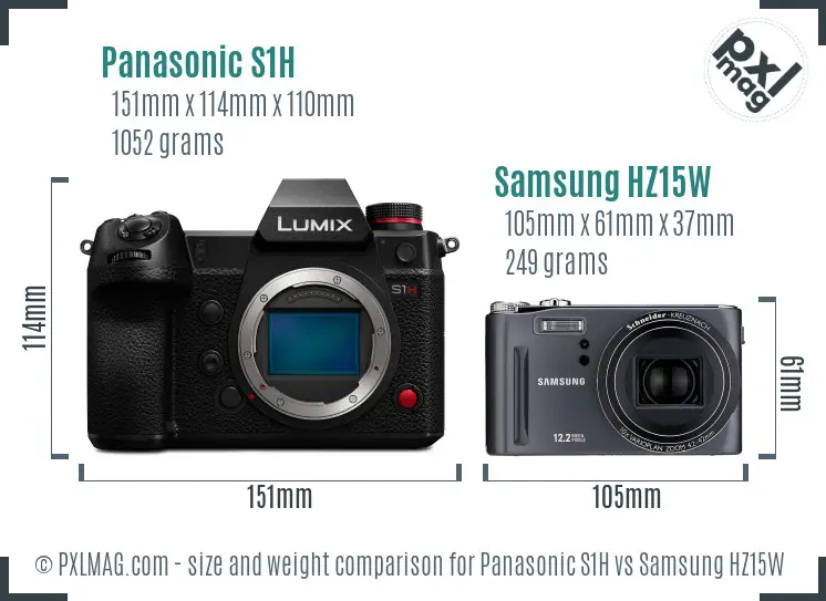 Panasonic S1H vs Samsung HZ15W size comparison