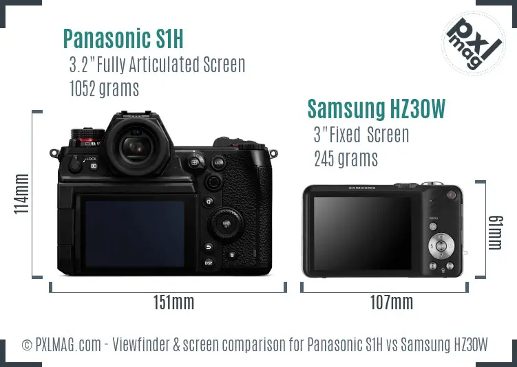 Panasonic S1H vs Samsung HZ30W Screen and Viewfinder comparison